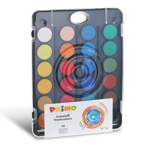 Vodové barvy PRIMO BLACK, 24 barev + štětec