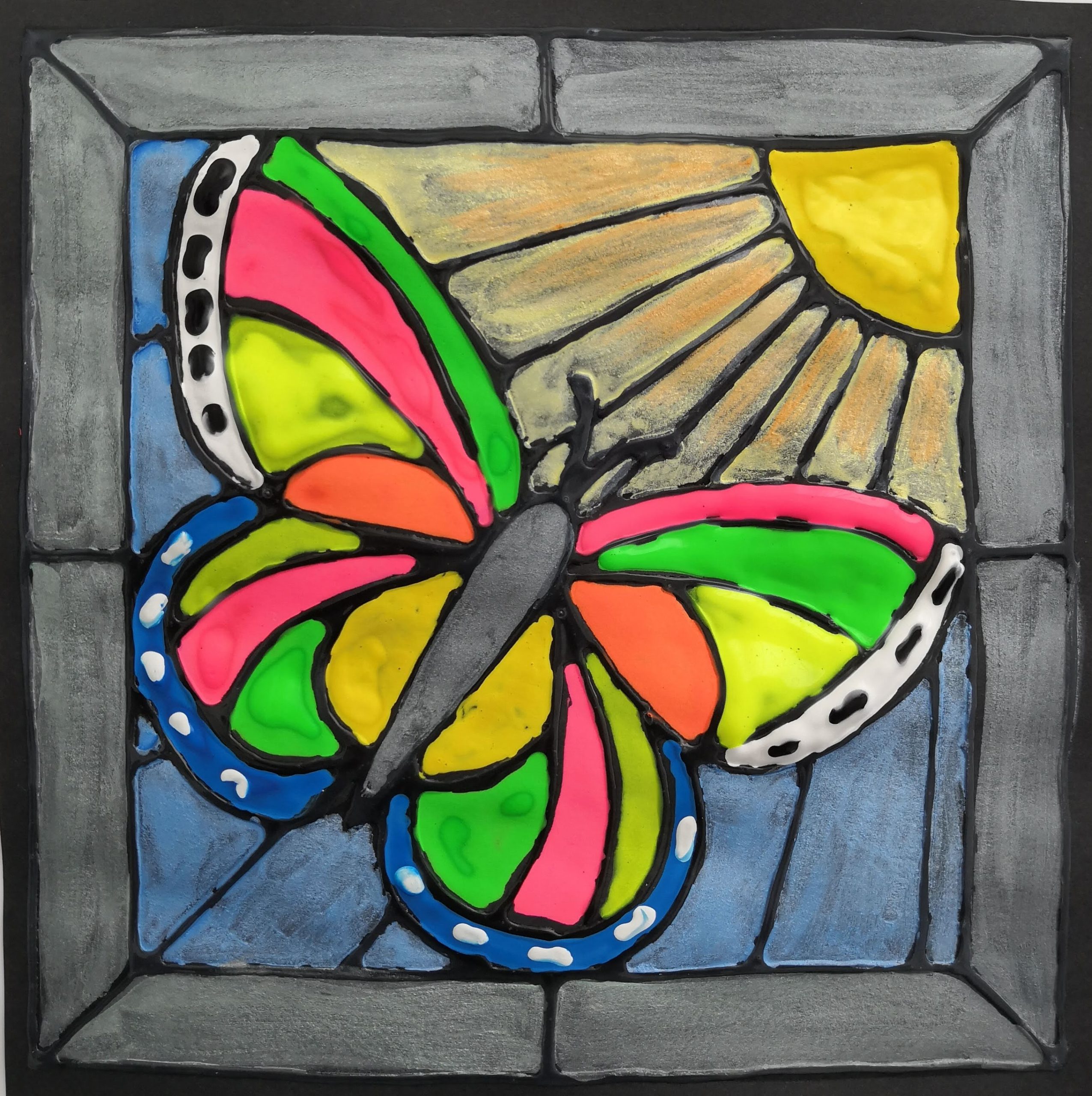 Vitrážová malba – motýl